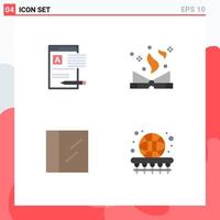 4 User Interface Flat Icon Pack of modern Signs and Symbols of document cocaine web literature ball Editable Vector Design Elements