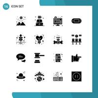 Solid Glyph Pack of 16 Universal Symbols of root psp banking playstation console Editable Vector Design Elements