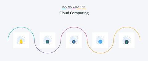 paquete de iconos flat 5 de computación en la nube que incluye información. descargar. globo. computación en la nube vector