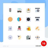 Set of 16 Vector Flat Colors on Grid for programming develop wireless coding insurance Editable Pack of Creative Vector Design Elements