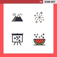 4 Creative Icons Modern Signs and Symbols of mountains festival travel celebrate board Editable Vector Design Elements