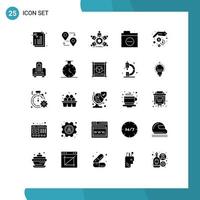 Group of 25 Modern Solid Glyphs Set for hands error group detail folder Editable Vector Design Elements