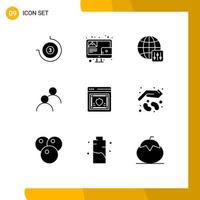 9 Thematic Vector Solid Glyphs and Editable Symbols of security password configuration network avatar Editable Vector Design Elements