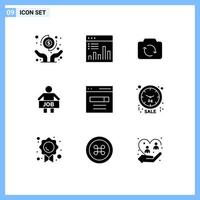 Modern Set of 9 Solid Glyphs and symbols such as worker office monitoring man ui Editable Vector Design Elements