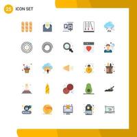 Mobile Interface Flat Color Set of 25 Pictograms of email cloud comment video game game Editable Vector Design Elements