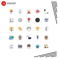 Universal Icon Symbols Group of 25 Modern Flat Colors of connected target celebration process house Editable Vector Design Elements