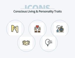vida consciente y rasgos de personalidad paquete de iconos llenos de línea 5 diseño de iconos. alto. cinco. inspiración. mejor. gente vector
