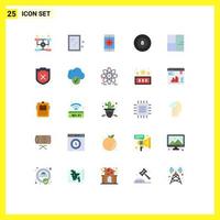 Flat Color Pack of 25 Universal Symbols of buildings architecture application sport ball Editable Vector Design Elements