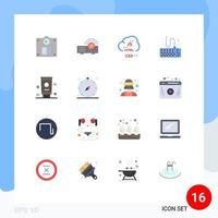 Group of 16 Flat Colors Signs and Symbols for bathroom tools code type attach Editable Pack of Creative Vector Design Elements