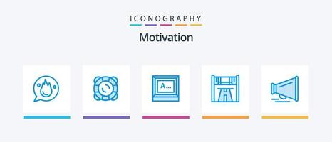 paquete de iconos de motivación azul 5 que incluye altavoz. carrera. flotar. comenzar. monitor. diseño de iconos creativos vector