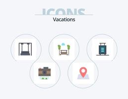 Vacations Flat Icon Pack 5 Icon Design. briefcase. trees. childhood. view. park vector