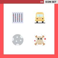 Mobile Interface Flat Icon Set of 4 Pictograms of controls night music camping weather Editable Vector Design Elements