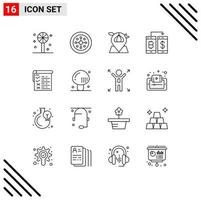 16 User Interface Outline Pack of modern Signs and Symbols of checklist transection location smartphone cashless Editable Vector Design Elements