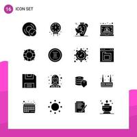 Set of 16 Modern UI Icons Symbols Signs for management dollar plumbing business leaf Editable Vector Design Elements