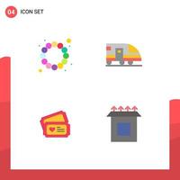 Set of 4 Modern UI Icons Symbols Signs for beads heart station transportation box Editable Vector Design Elements