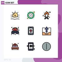 Set of 9 Modern UI Icons Symbols Signs for close location fire internet party Editable Vector Design Elements