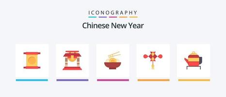 paquete de iconos flat 5 de año nuevo chino que incluye año nuevo. nuevo. Año Nuevo. chino. chino. diseño de iconos creativos vector