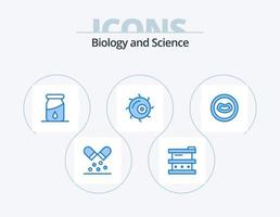 Paquete de iconos azules de biología 5 diseño de iconos. boca. anatomía. laboratorio. planta. celúla vector