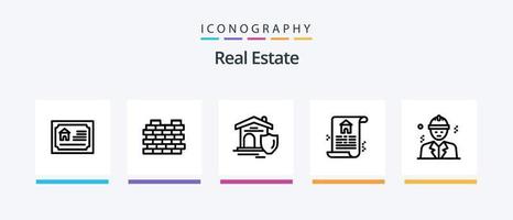 Real Estate Line 5 Icon Pack Including key. real estate. sign. real. house. Creative Icons Design vector