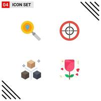 Universal Icon Symbols Group of 4 Modern Flat Icons of map development navigation military programing Editable Vector Design Elements