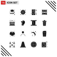 Universal Icon Symbols Group of 16 Modern Solid Glyphs of shop board location dimm component Editable Vector Design Elements