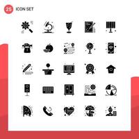 User Interface Pack of 25 Basic Solid Glyphs of lamp design science document edit Editable Vector Design Elements