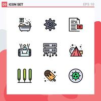 Set of 9 Modern UI Icons Symbols Signs for shared web database server document technology cell Editable Vector Design Elements