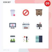 Set of 9 Vector Flat Colors on Grid for web development drawer coding screen Editable Vector Design Elements