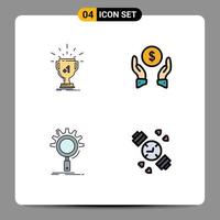 Set of 4 Modern UI Icons Symbols Signs for award seo prize finance insurance optimization Editable Vector Design Elements