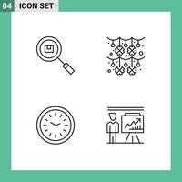 Set of 4 Modern UI Icons Symbols Signs for box clock product garland iftar Editable Vector Design Elements