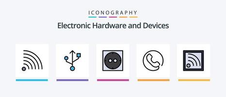 Devices Line Filled 5 Icon Pack Including . cam. call. Creative Icons Design vector