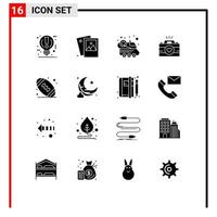 Universal Icon Symbols Group of 16 Modern Solid Glyphs of images cam photography camera space car Editable Vector Design Elements