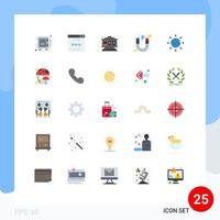 Universal Icon Symbols Group of 25 Modern Flat Colors of globe study slot machine school learn Editable Vector Design Elements