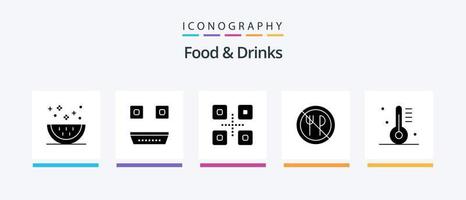 Food and Drinks Glyph 5 Icon Pack Including gastronomy. drinks. japanese food. cooking. no. Creative Icons Design vector