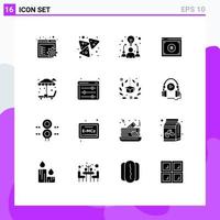 Set of 16 Vector Solid Glyphs on Grid for park online idea law copyright Editable Vector Design Elements