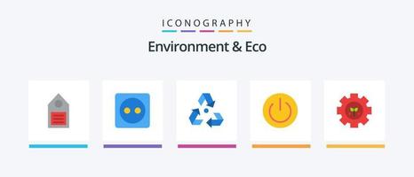 paquete de iconos de medio ambiente y eco plano 5 que incluye medio ambiente. ecología. fuerza. ecológico basura. diseño de iconos creativos vector