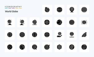 25 Globe Solid Glyph icon pack vector