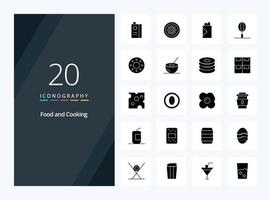 20 Food Solid Glyph icon for presentation vector