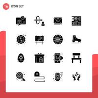 Pictogram Set of 16 Simple Solid Glyphs of percent mainboard sms main board Editable Vector Design Elements