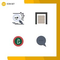 Group of 4 Modern Flat Icons Set for key bangladesh secure goal currency Editable Vector Design Elements