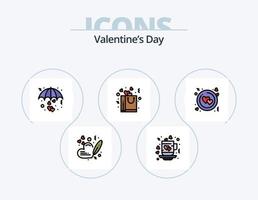 Valentines Day Line Filled Icon Pack 5 Icon Design. delivery. love. heart. gift. valentine vector