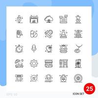 Pictogram Set of 25 Simple Lines of bonfire shopping access robot ai Editable Vector Design Elements