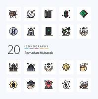 20 Ramadan Line Filled Color icon Pack like one hand hand calligraphy mark vector