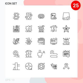 Pack of 25 creative Lines of computers invoice message graph track Editable Vector Design Elements
