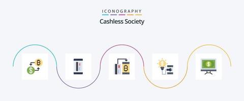 Cashless Society Flat 5 Icon Pack Including smartphone. creative. credit. payment. digital vector