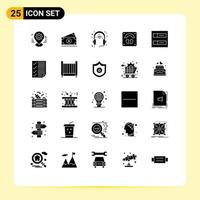 25 User Interface Solid Glyph Pack of modern Signs and Symbols of wellness scale usa healthcare headphone Editable Vector Design Elements