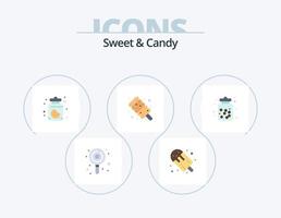 paquete de iconos planos dulces y dulces 5 diseño de iconos. postre. dulce. dulces dulce. alimento vector