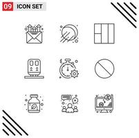 Stock Vector Icon Pack of 9 Line Signs and Symbols for cancel quick back fast business Editable Vector Design Elements