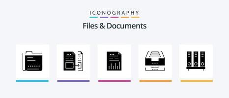 Files And Documents Glyph 5 Icon Pack Including data. archive. file. graph. document. Creative Icons Design vector