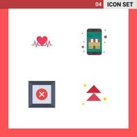 Flat Icon Pack of 4 Universal Symbols of heartbeat delete wedding online shop arrow Editable Vector Design Elements